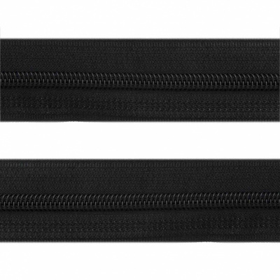 Рулонная молния с покрытием PVC спираль тип 3 (упак.270м) -черная с полосой СВО - купить в Южно-Сахалинске. Цена: 12.74 руб.