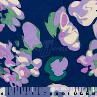 Штапель принт (100% вискоза) D4,C3, 110 гр/м2, шир.140см, принт цветы/василёк - купить в Южно-Сахалинске. Цена 343 руб.