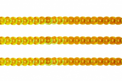 Пайетки "ОмТекс" на нитях, CREAM, 6 мм С / упак.73+/-1м, цв. 92 - золото - купить в Южно-Сахалинске. Цена: 484.77 руб.