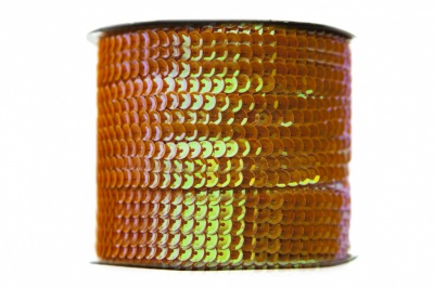 Пайетки "ОмТекс" на нитях, CREAM, 6 мм С / упак.73+/-1м, цв. 88 - оранжевый - купить в Южно-Сахалинске. Цена: 300.55 руб.