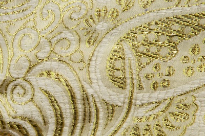 Ткань костюмная жаккард №5, 140 гр/м2, шир.150см, цвет золото - купить в Южно-Сахалинске. Цена 383.29 руб.
