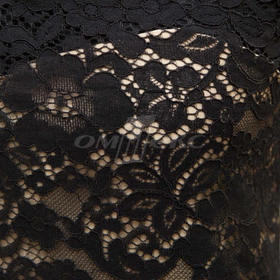 Кружевное полотно #3378, 150 гр/м2, шир.150см, цвет чёрный - купить в Южно-Сахалинске. Цена 370.97 руб.