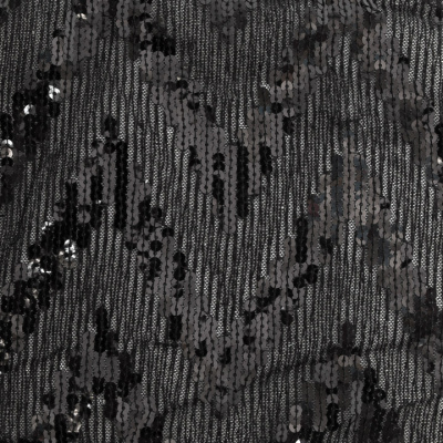 Трикотажное полотно с пайетками, шир.130 см, #311-бахрома чёрная - купить в Южно-Сахалинске. Цена 1 183.35 руб.