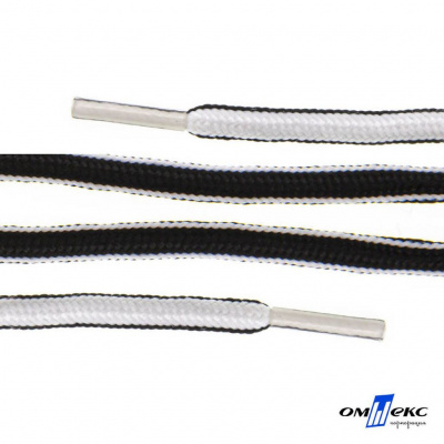 Шнурки #4-27, круглые 130 см, двухцветные (черно/белый) - купить в Южно-Сахалинске. Цена: 47.04 руб.