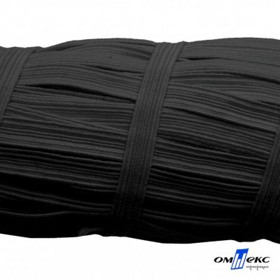 Резиновые нити с текстильным покрытием, шир. 6 мм (55 м/уп), цв.-черный - купить в Южно-Сахалинске. Цена: 210.75 руб.