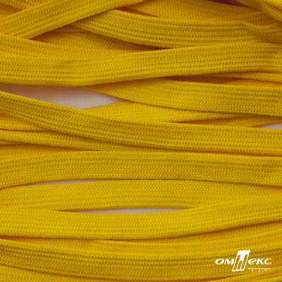 Шнур плетеный (плоский) d-12 мм, (уп.90+/-1м), 100% полиэстер, цв.269 - жёлтый - купить в Южно-Сахалинске. Цена: 8.62 руб.