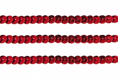 Пайетки "ОмТекс" на нитях, SILVER-BASE, 6 мм С / упак.73+/-1м, цв. 3 - красный - купить в Южно-Сахалинске. Цена: 468.37 руб.