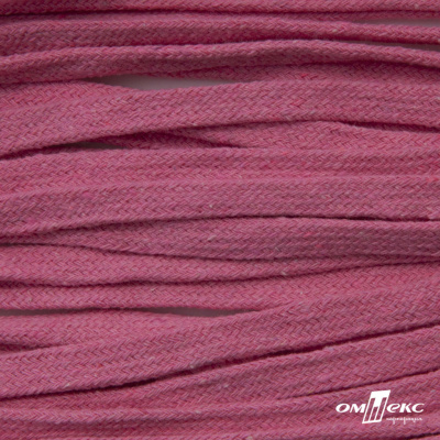 Шнур плетеный d-8 мм плоский, 70% хлопок 30% полиэстер, уп.85+/-1 м, цв.1029-розовый - купить в Южно-Сахалинске. Цена: 735 руб.