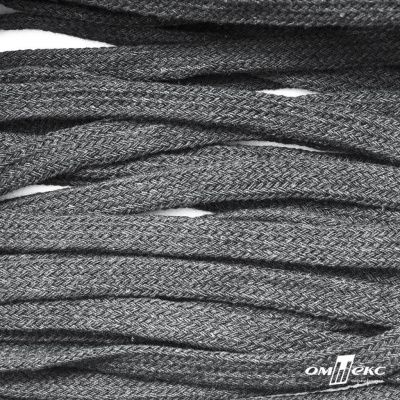 Шнур плетеный d-8 мм плоский, 70% хлопок 30% полиэстер, уп.85+/-1 м, цв.1027-серый - купить в Южно-Сахалинске. Цена: 735 руб.