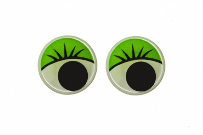 Глазки для игрушек, круглые, с бегающими зрачками, 15 мм/упак.50+/-2 шт, цв. -зеленый - купить в Южно-Сахалинске. Цена: 113.01 руб.