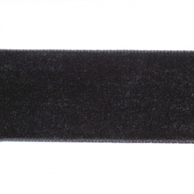 Лента бархатная нейлон, шир.25 мм, (упак. 45,7м), цв.03-черный - купить в Южно-Сахалинске. Цена: 800.84 руб.