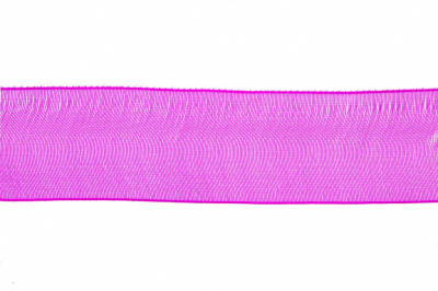 Лента органза 1015, шир. 10 мм/уп. 22,8+/-0,5 м, цвет ярк.розовый - купить в Южно-Сахалинске. Цена: 38.39 руб.