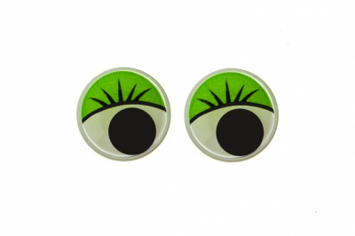 Глазки для игрушек, круглые, с бегающими зрачками, 12 мм/упак.50+/-2 шт, цв. -зеленый - купить в Южно-Сахалинске. Цена: 95.04 руб.