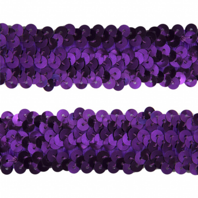 Тесьма с пайетками 12, шир. 30 мм/уп. 25+/-1 м, цвет фиолет - купить в Южно-Сахалинске. Цена: 1 098.48 руб.