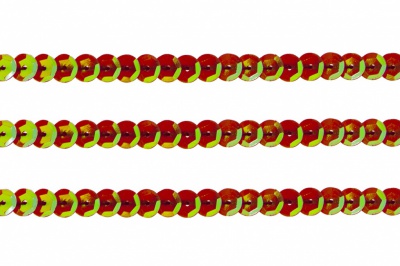 Пайетки "ОмТекс" на нитях, CREAM, 6 мм С / упак.73+/-1м, цв. 96 - красный - купить в Южно-Сахалинске. Цена: 484.77 руб.