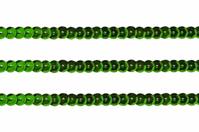 Пайетки "ОмТекс" на нитях, SILVER-BASE, 6 мм С / упак.73+/-1м, цв. 4 - зеленый - купить в Южно-Сахалинске. Цена: 484.77 руб.