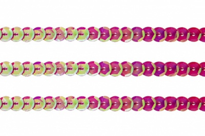 Пайетки "ОмТекс" на нитях, CREAM, 6 мм С / упак.73+/-1м, цв. 89 - розовый - купить в Южно-Сахалинске. Цена: 468.37 руб.