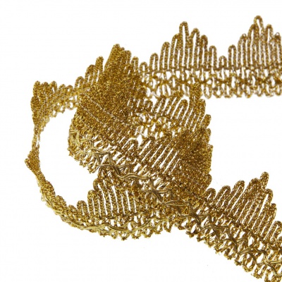 Тесьма металлизированная 0384-0240, шир. 40 мм/уп. 25+/-1 м, цвет золото - купить в Южно-Сахалинске. Цена: 490.74 руб.