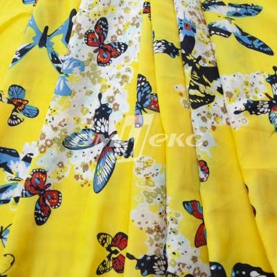 Плательная ткань "Софи" 7.2, 75 гр/м2, шир.150 см, принт бабочки - купить в Южно-Сахалинске. Цена 241.49 руб.